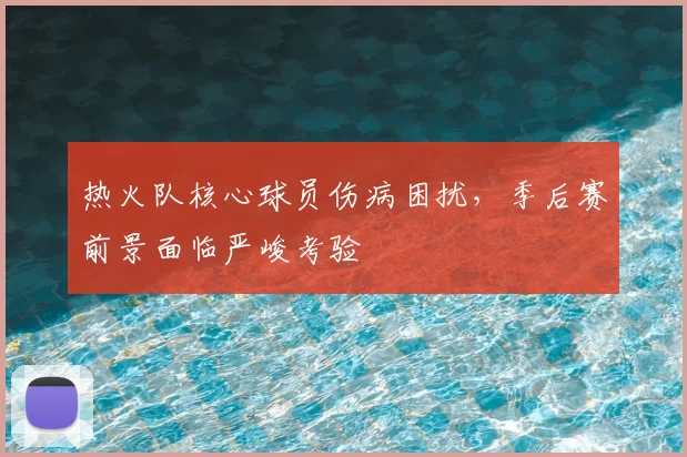 热火队核心球员伤病困扰,季后赛前景面临严峻考验